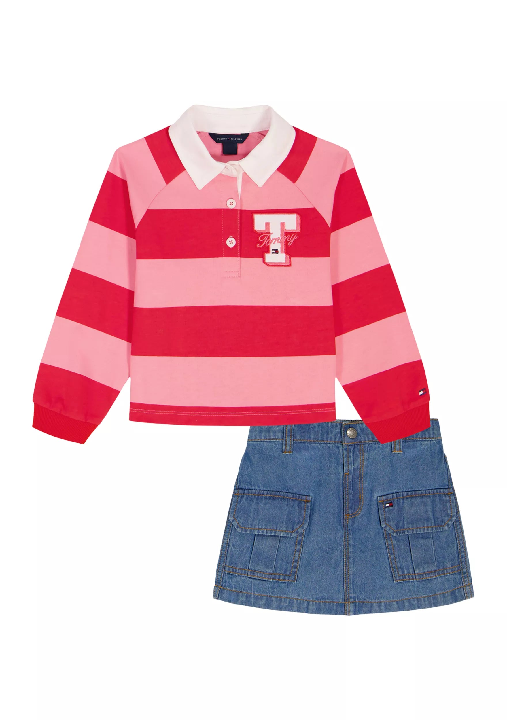 Tommy Hilfiger Rugby Top and Denim Skirt Set