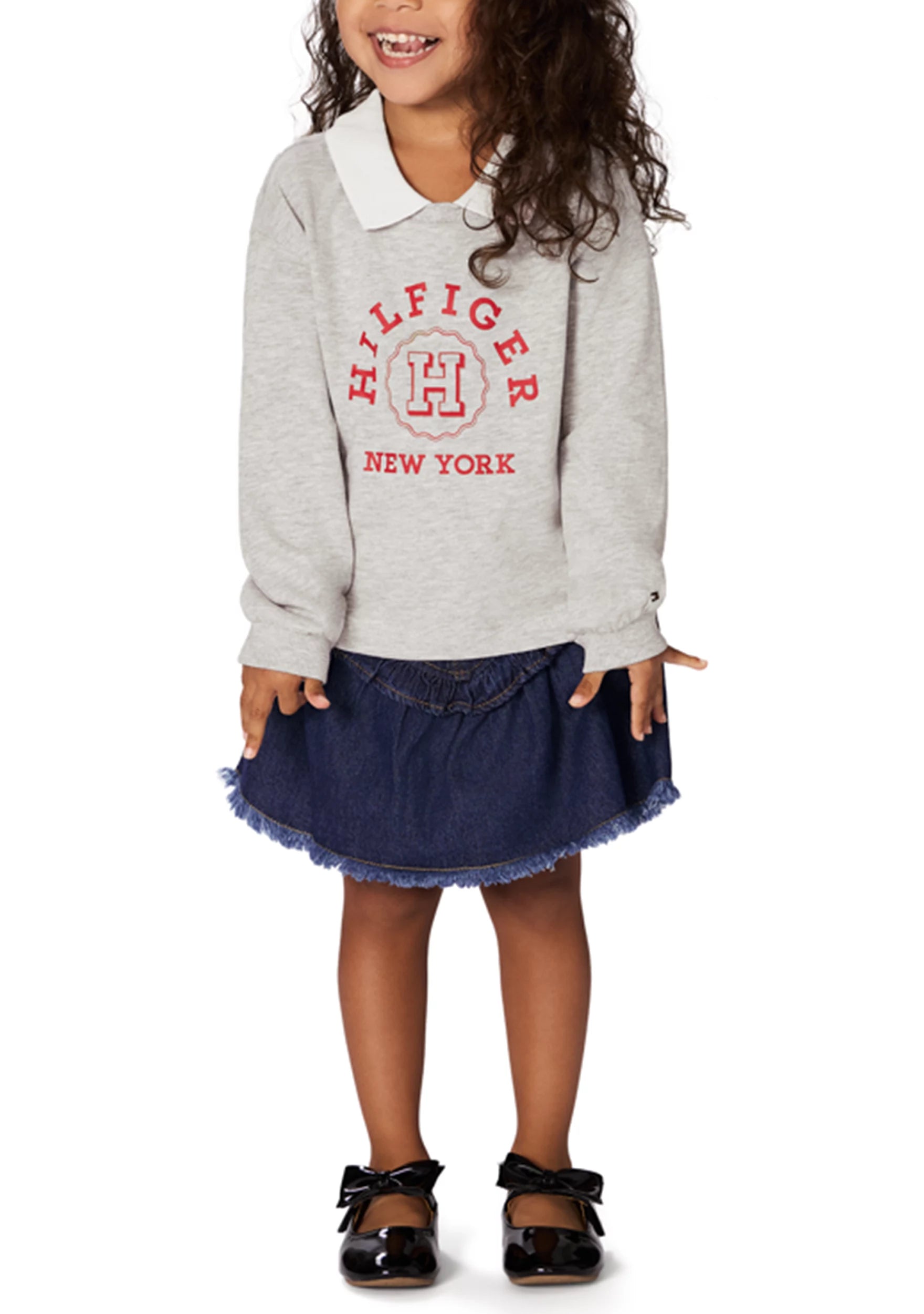Tommy Hilfiger Jersey Top and Denim Ruffle Skirt Set