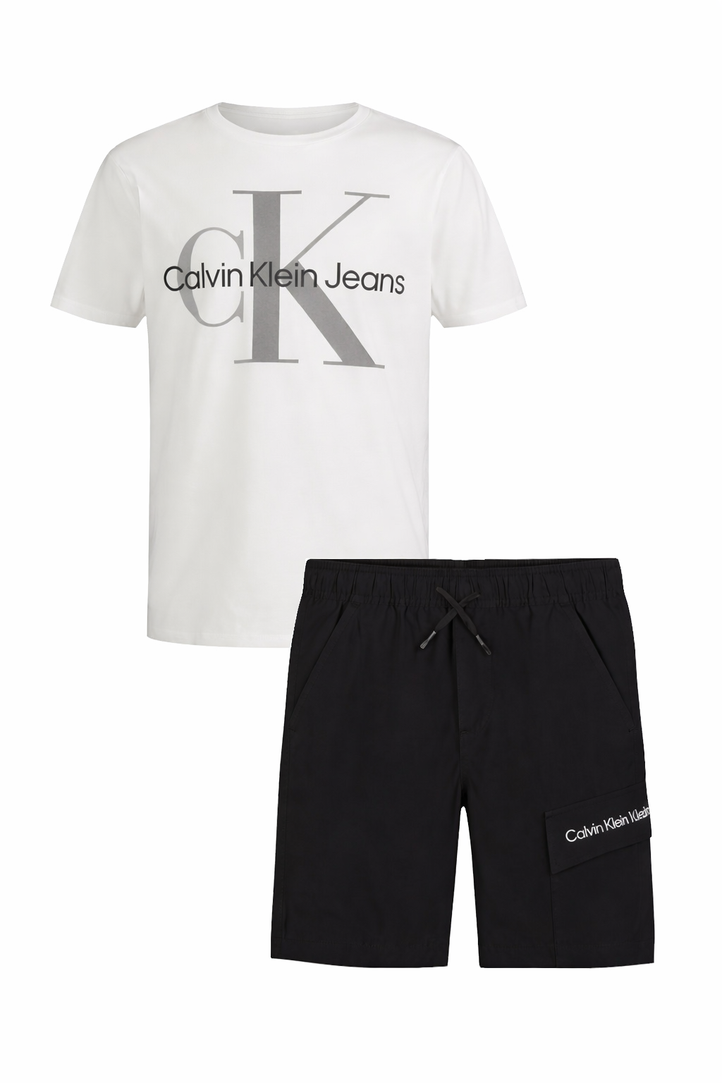 Calvin Klein Short Sleeve Logo Crew Neck T-Shirt & Cargo Shorts Set