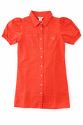 Guess Girls Coral Button-Up Puff Sleeve Dress