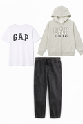 Gap Boys Full Zip Jacket, Logo T-shirt, Relaxed Pull-On Utility Joggers Set
