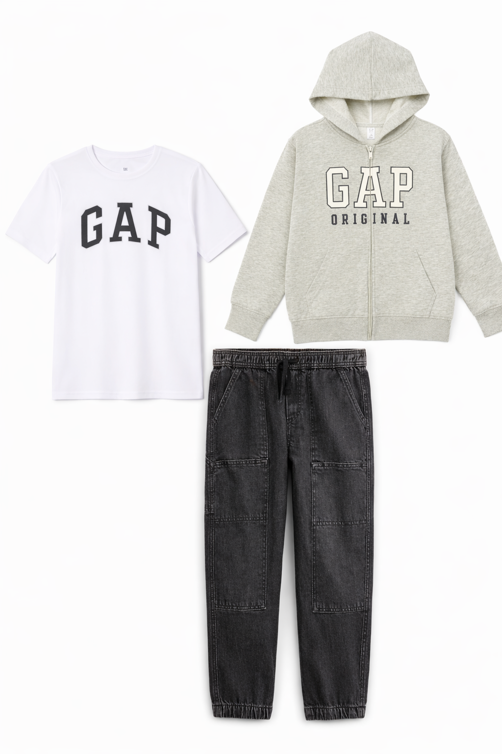Gap Boys Full Zip Jacket, Logo T-shirt, Relaxed Pull-On Utility Joggers Set