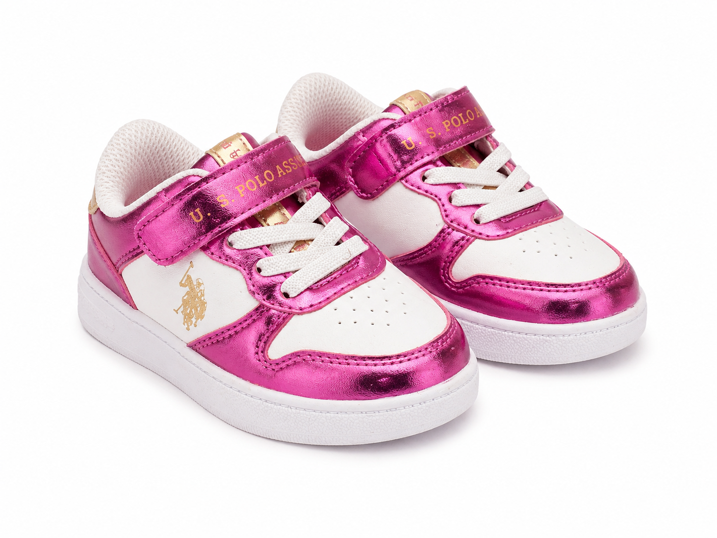 Metallic Pink & White Kids Sneakers
