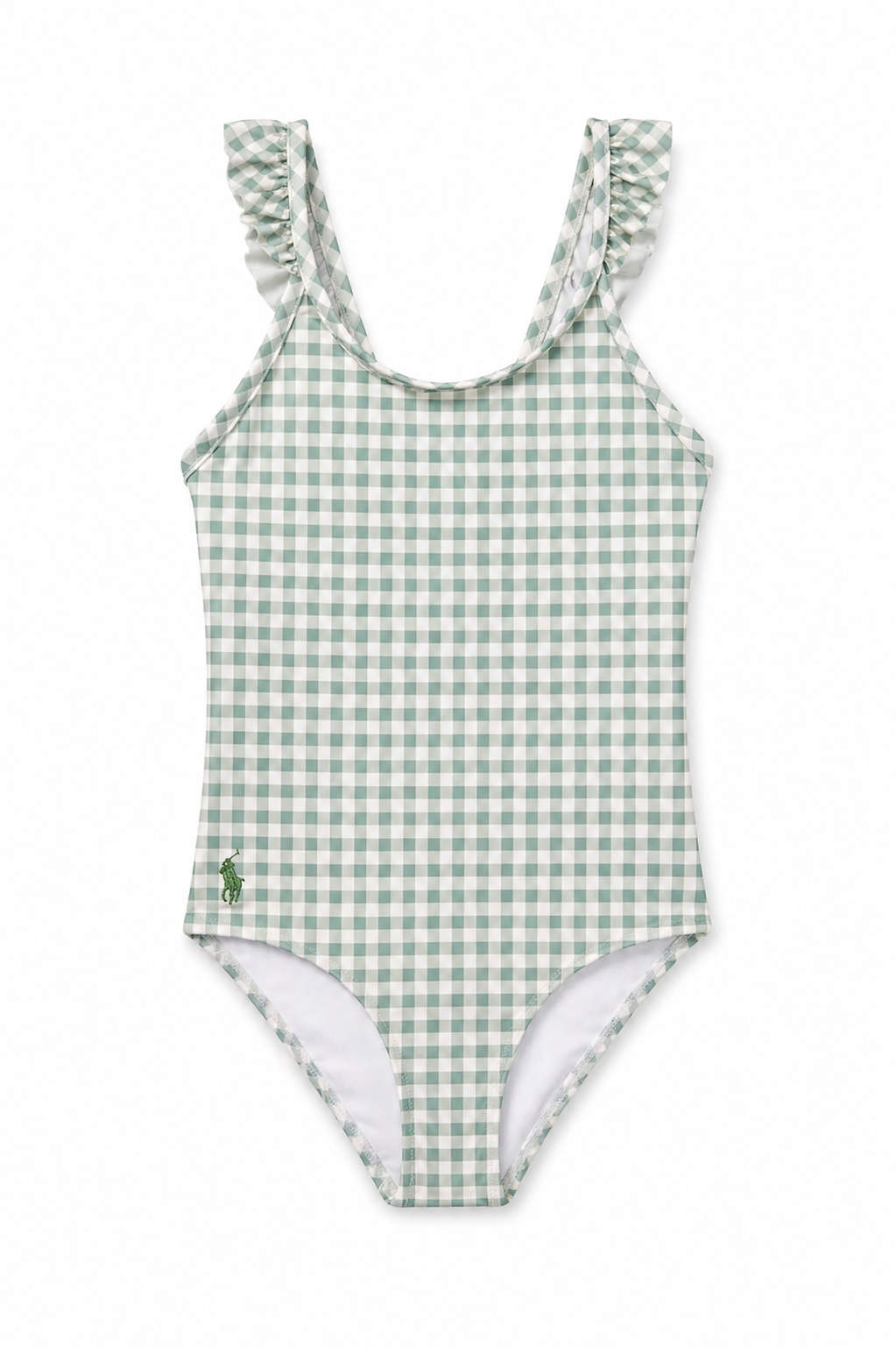 Polo Ralph Lauren Green Gingham Ruffle Swimsuit