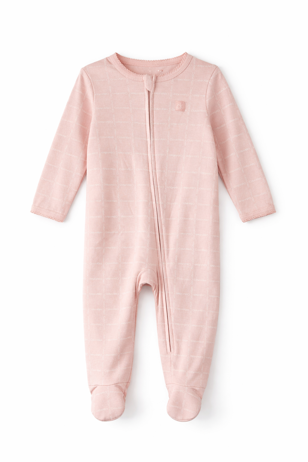 Calvin Klein Baby Blush Logo Footed Bodysuit
