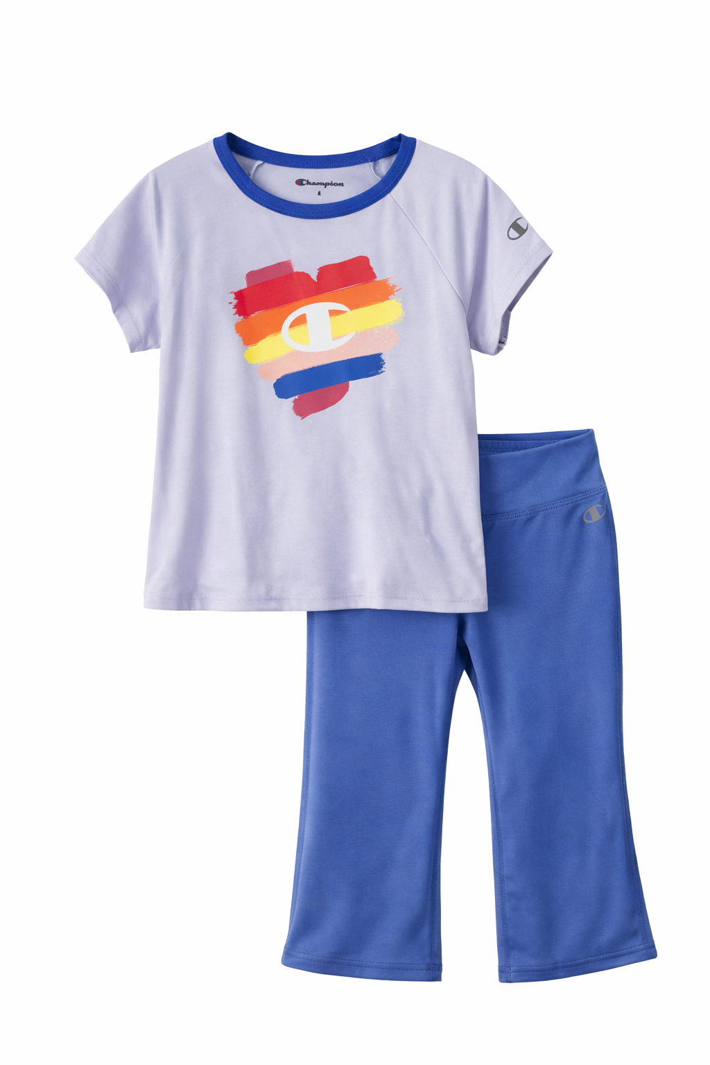 Champion Rainbow Logo T-Shirt with Blue Pants Set
