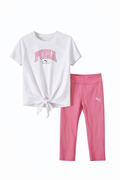 PUMA Girls Pink Leggings & Logo T-Shirt Set