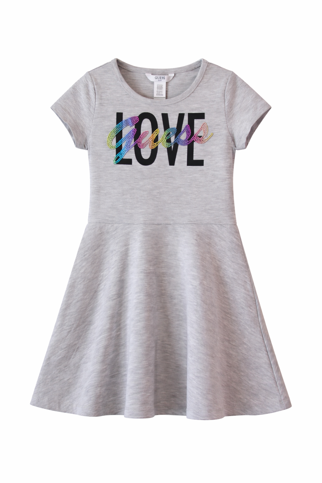 GUESS Girls Rhinestone “Love” Fit & Flare Dress