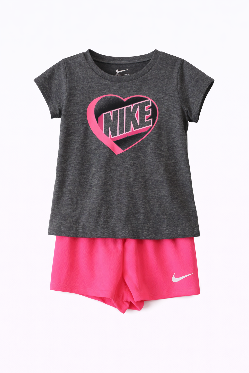 Nike Heart Logo 2-Piece Set – Charcoal & Pink