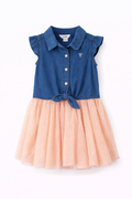 GUESS Girls Denim & Peach Tulle Dress