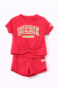 BEBE Tie-Front Tee & Shorts Set