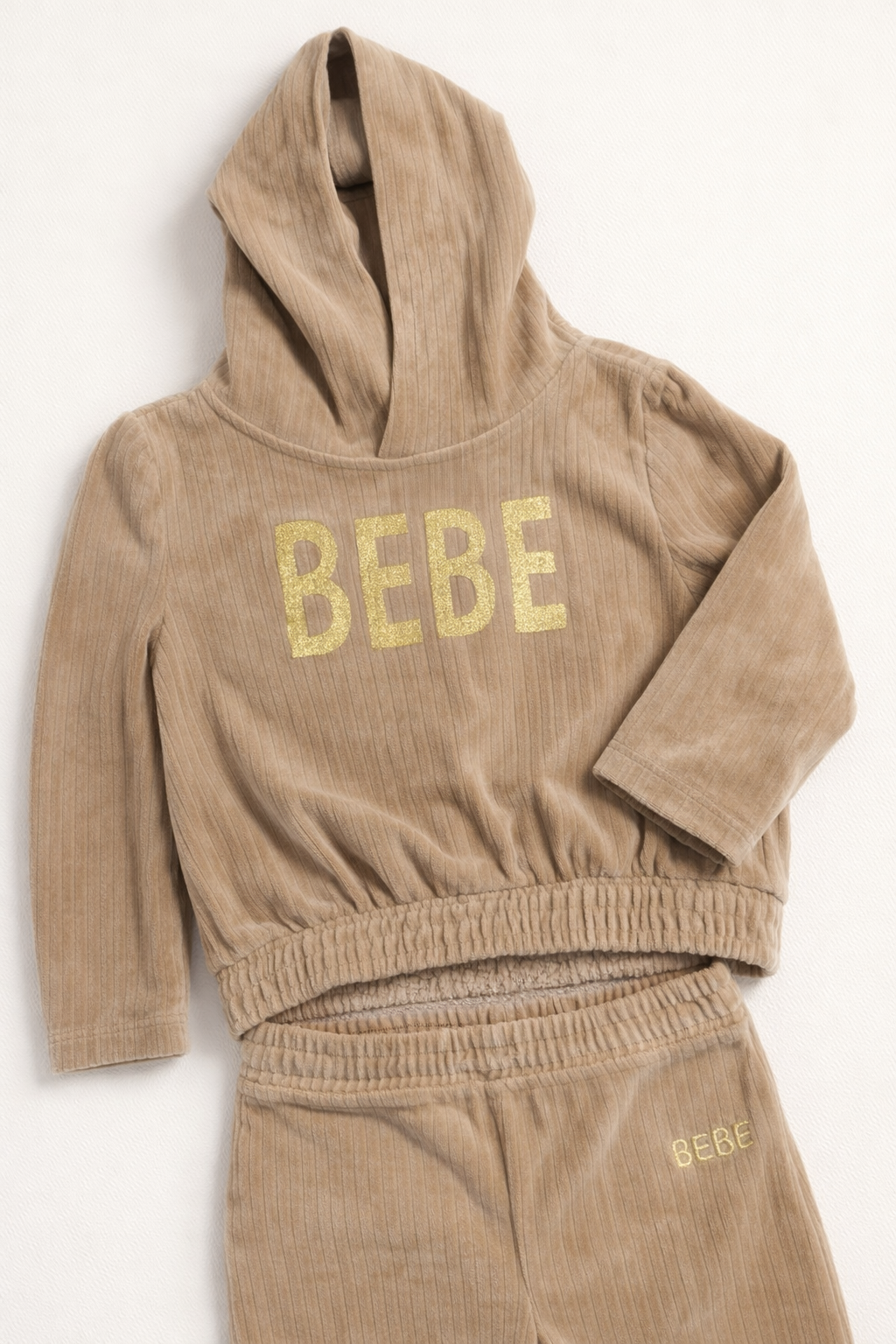 BEBE Ribbed Velour Hoodie Set