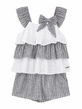 Tahari Ruffle Top & Shorts Set with Headpiece