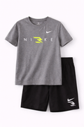 Nike 3BRAND Logo Tee & Shorts Set – Grey & Black