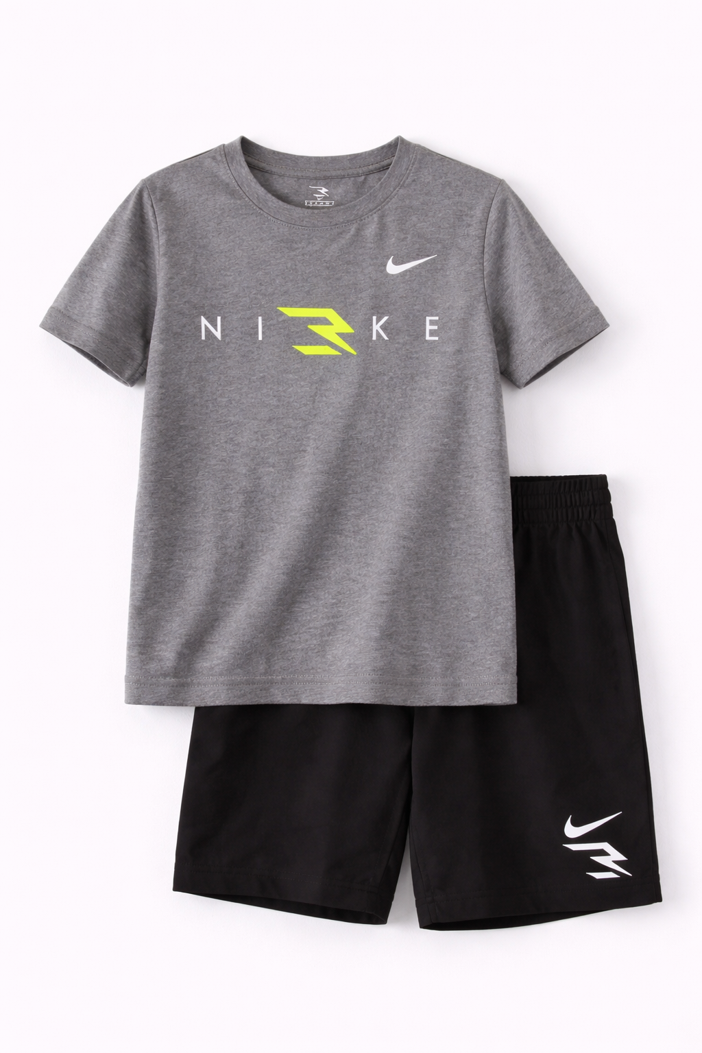 Nike 3BRAND Logo Tee & Shorts Set – Grey & Black