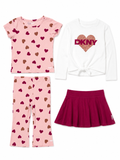DKNY 4-Piece Heart Print Skirt & Legging Set