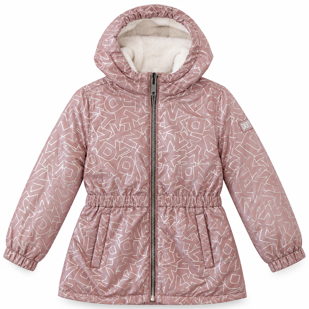 DKNY Reflective Logo Faux-Fur-Lined Hooded Jacket