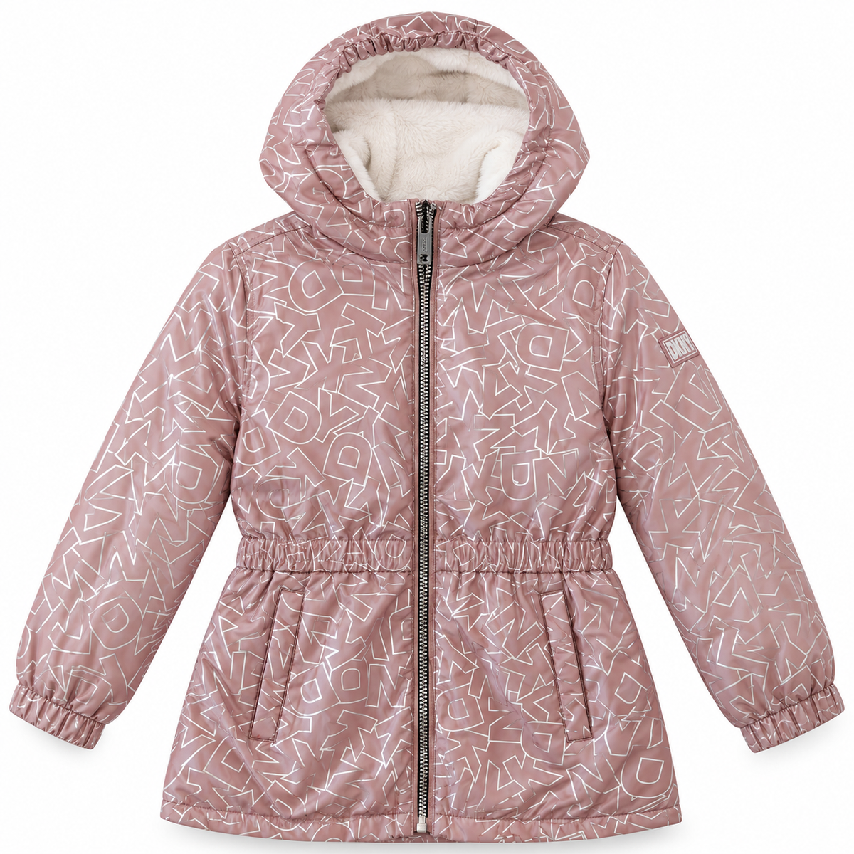 DKNY Reflective Logo Faux-Fur-Lined Hooded Jacket