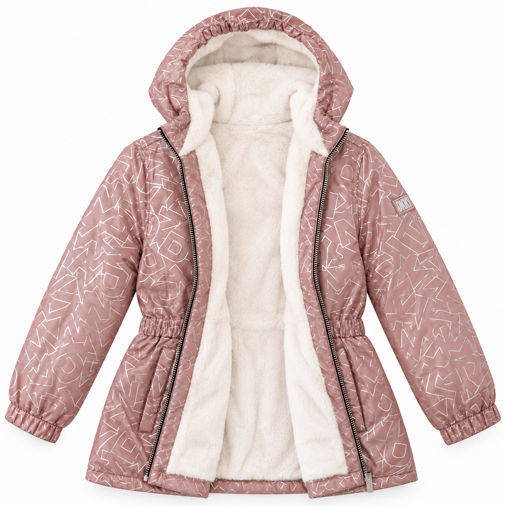 DKNY Reflective Logo Faux-Fur-Lined Hooded Jacket