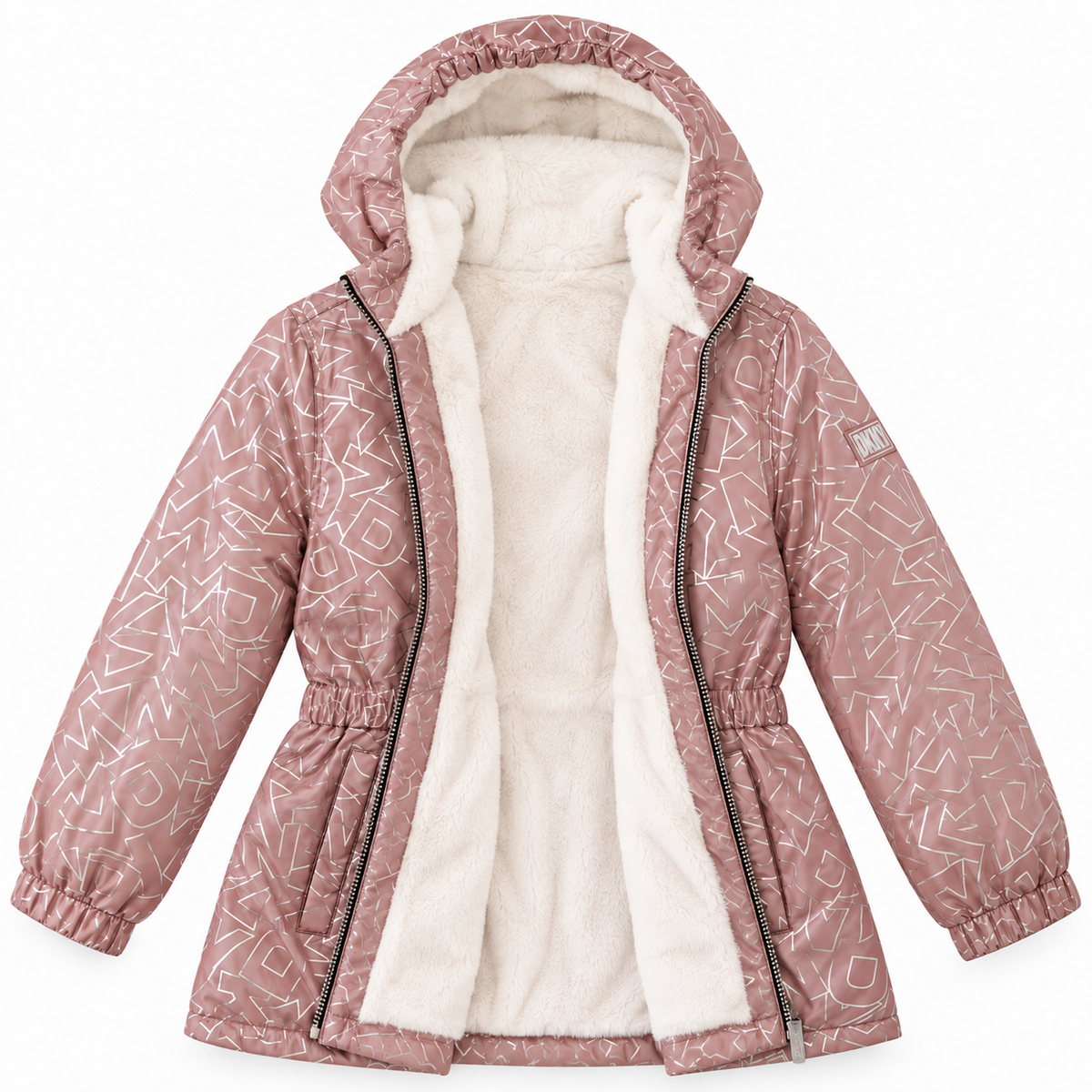 DKNY Reflective Logo Faux-Fur-Lined Hooded Jacket