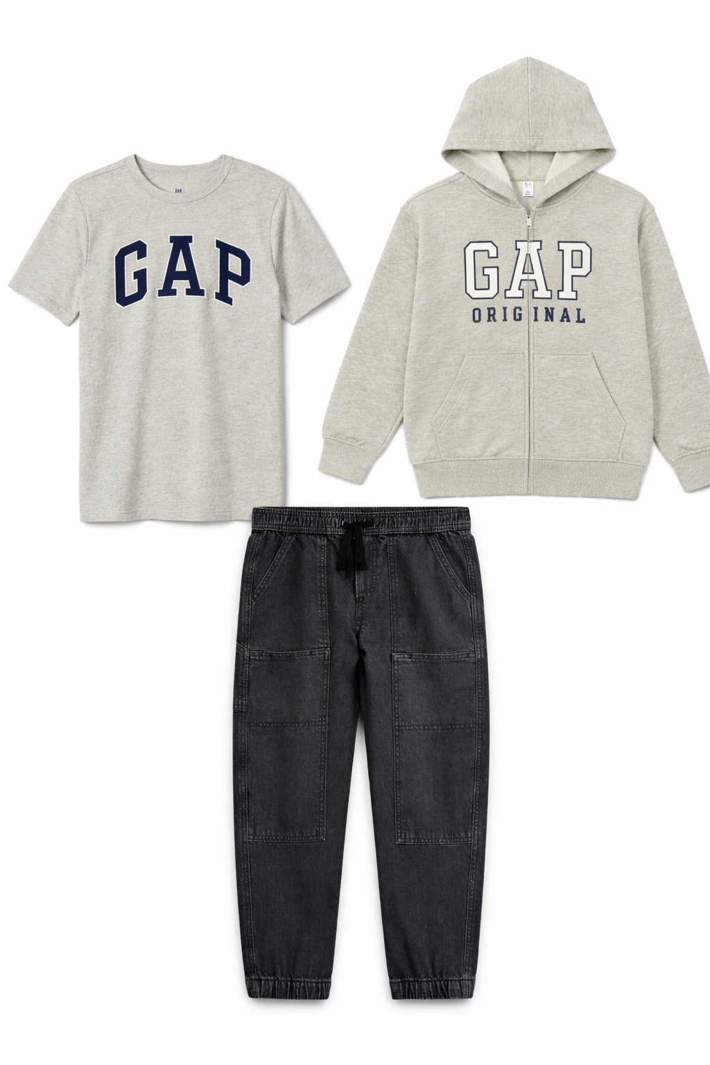 Gap Boys Full Zip Jacket, Logo T-shirt, Relaxed Pull-On Utility Joggers Set