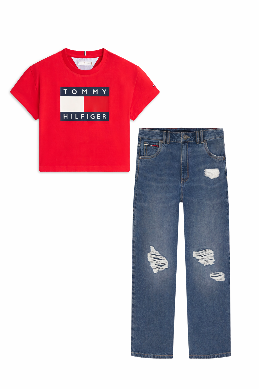 Tommy Hilfiger  Flag Graphic T-Shirt & Wide Leg Carpenter Jeans