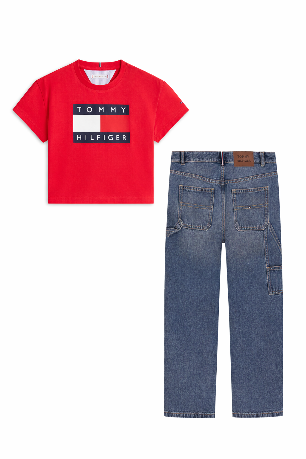 Tommy Hilfiger  Flag Graphic T-Shirt & Wide Leg Carpenter Jeans