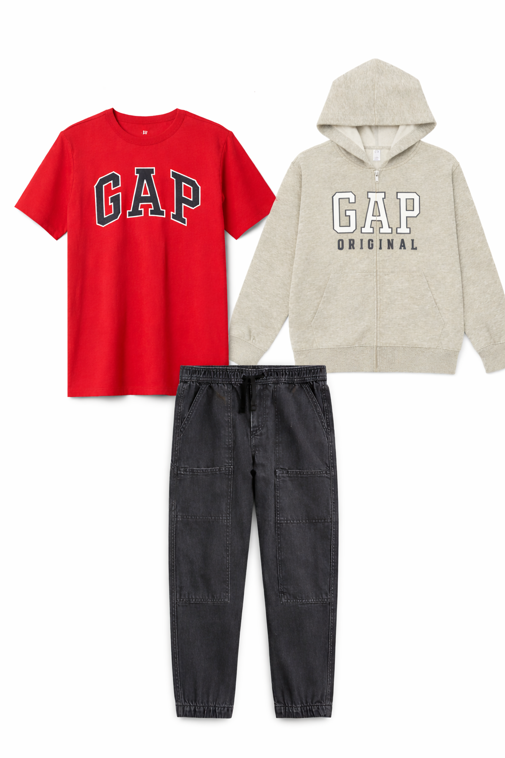 Gap Boys Full Zip Jacket, Logo T-shirt, Relaxed Pull-On Utility Joggers Set