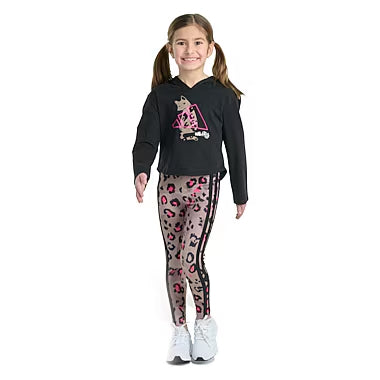 Adidas Long Sleeve Graphic Tee & Glitter Leggings Set