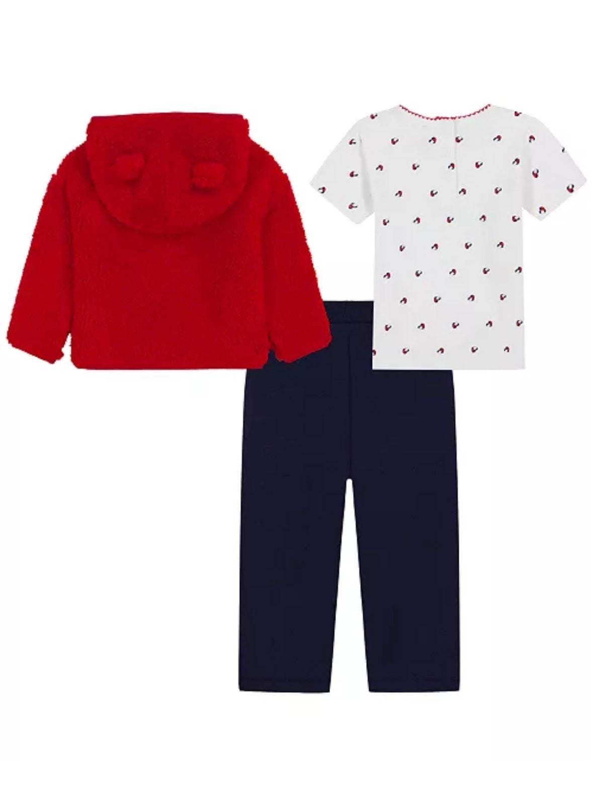 Tommy Hilfiger Baby Girls' Crewneck T-Shirt, Sherpa Hoodie, and Pants Set
