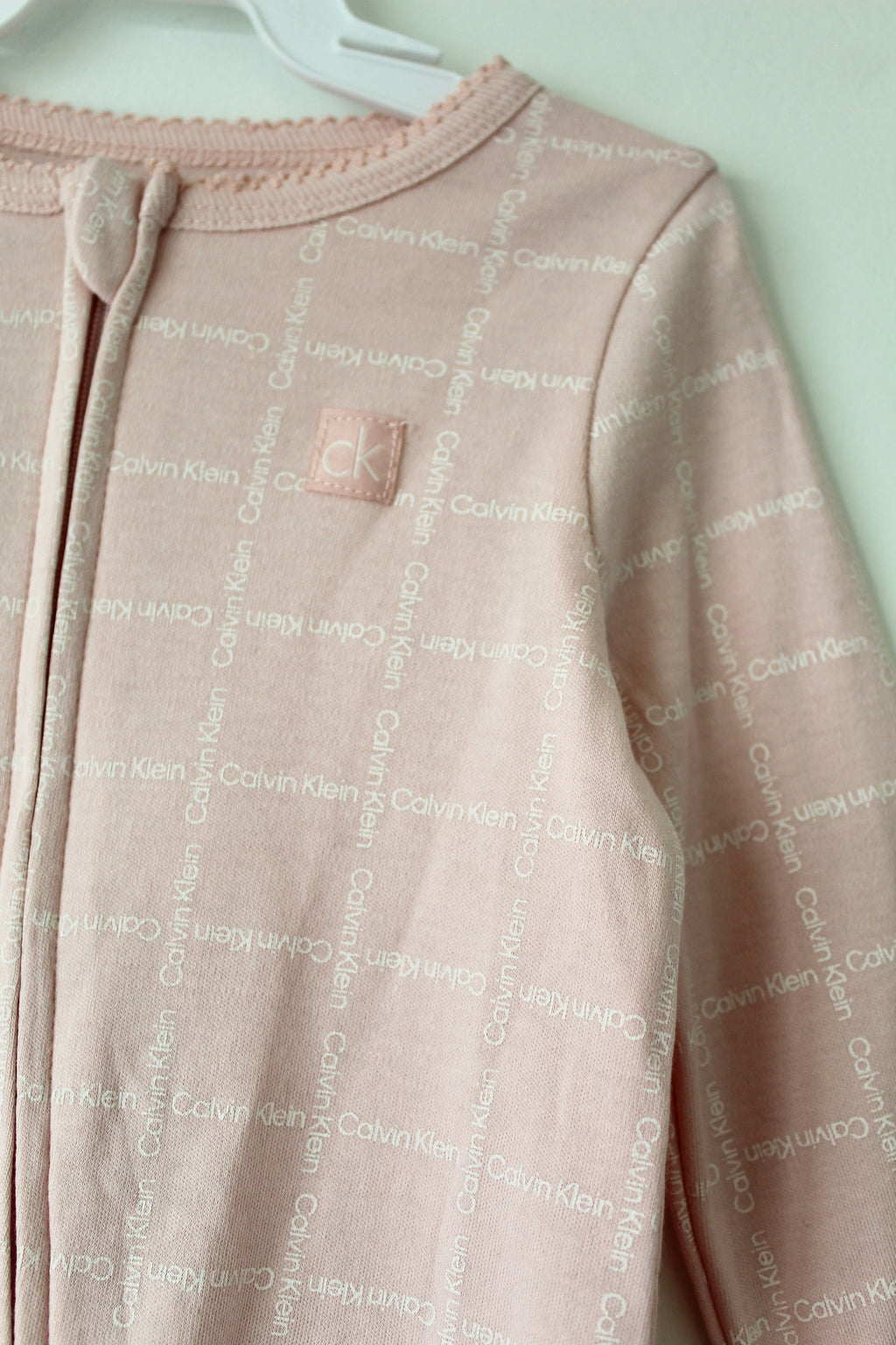 Calvin Klein Baby Blush Logo Footed Bodysuit