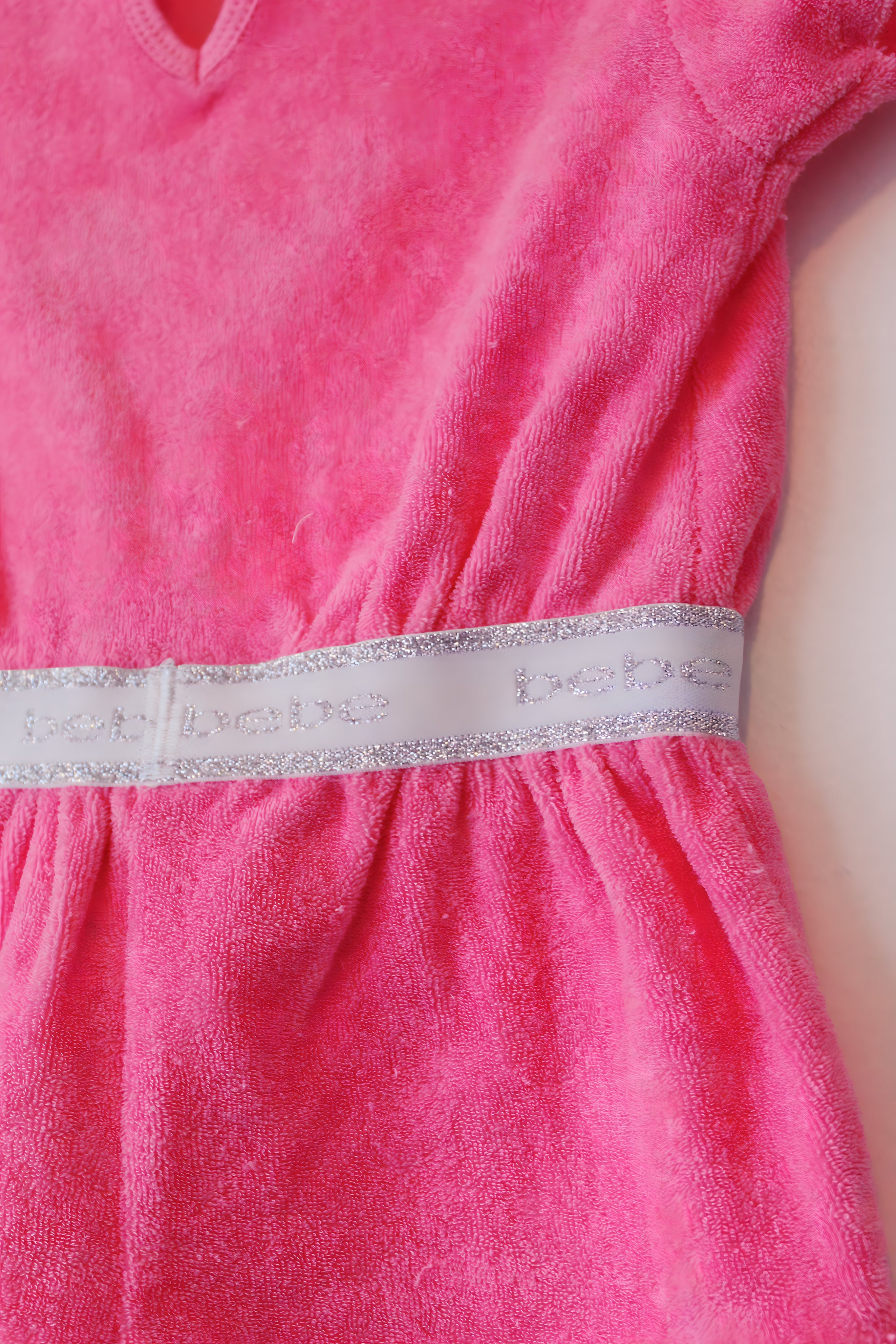 BEBE Plush Terry Romper – Neon Pink