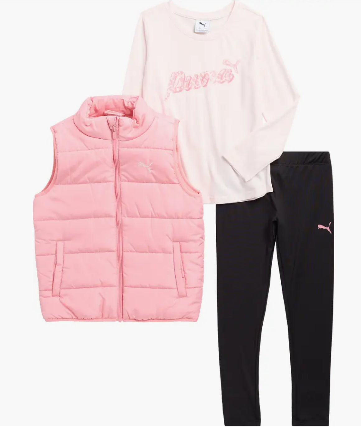 Puma T-Shirt, Leggings & Puffer Vest Set