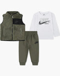 Nike Faux Shearling Vest, Logo T-Shirt & Fleece Joggers Set