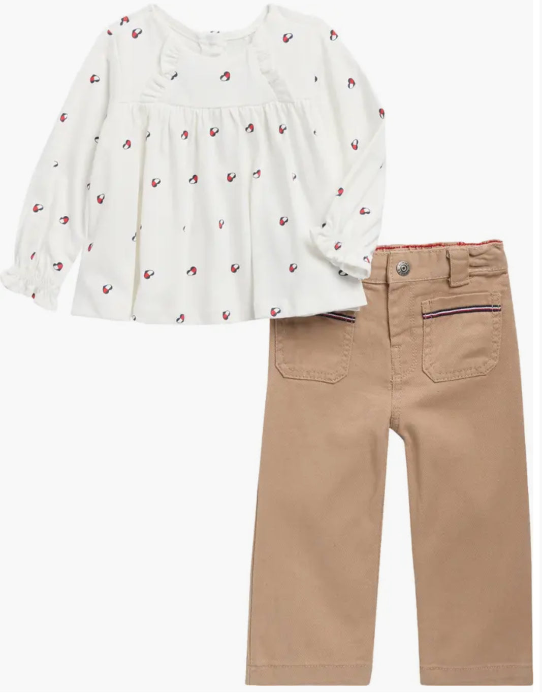 Tommy Hilfiger Logo Heart Ruffle Top & Pants Set