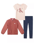 Calvin Klein Puff Jacket, T-shirt, and Leggings Set