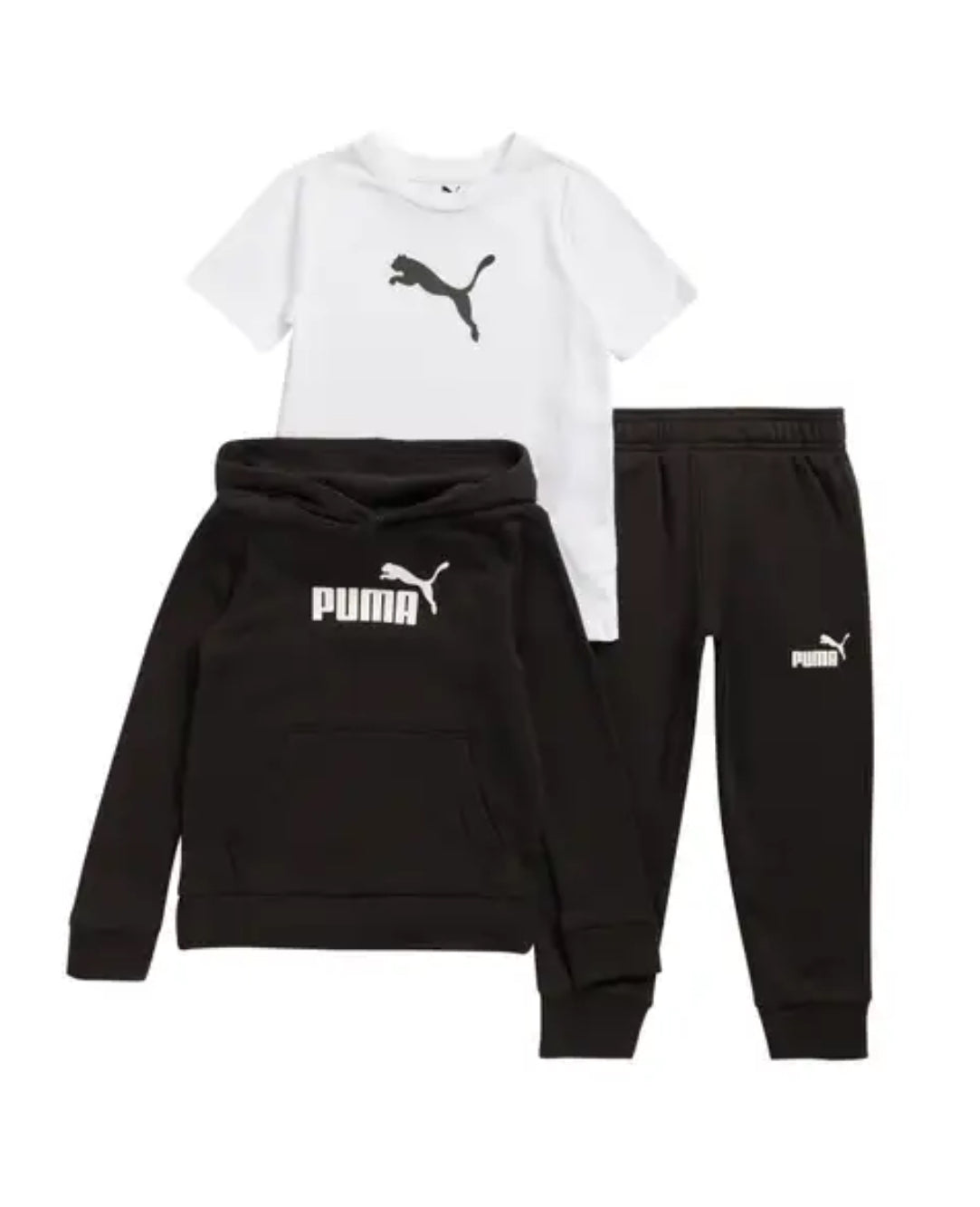 PUMA Logo Fleece Hoodie, Jersey T-Shirt & Joggers Set