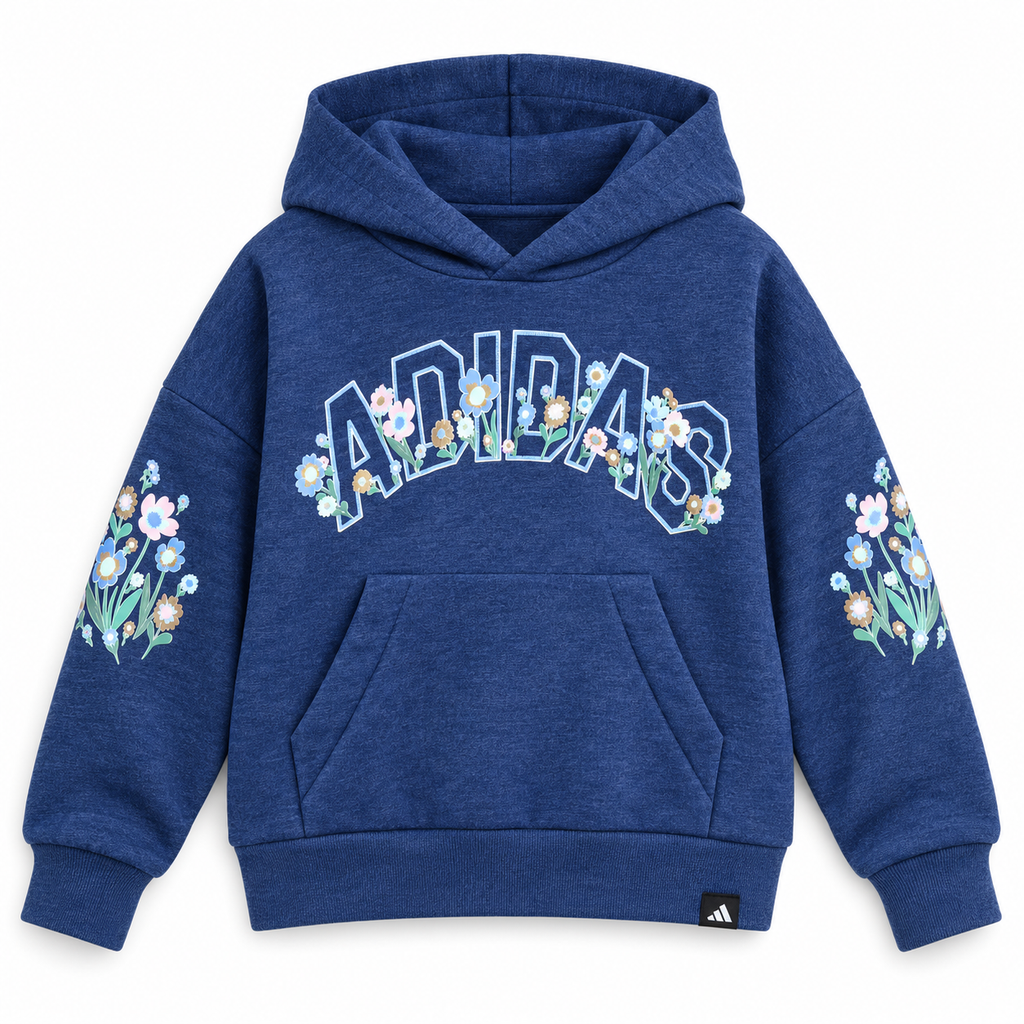 Adidas Puffy Florals Loose Fit Hoodie & Cellphone Pocket 3-Stripe Leggings
