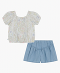 Calvin Klein Kids' Puff Sleeve Top & Chambray Shorts Set