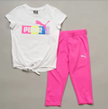 Puma Girls White Logo Tee & Pink Leggings Set