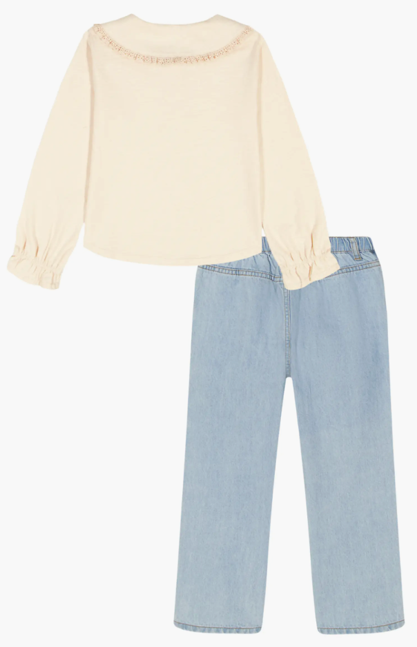 Calvin Klein Kids' Long Sleeve Polo & Jeans Set