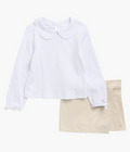 Calvin Klein Kids' Peter Pan Collar Long Sleeve Top & Velvet Skort Set