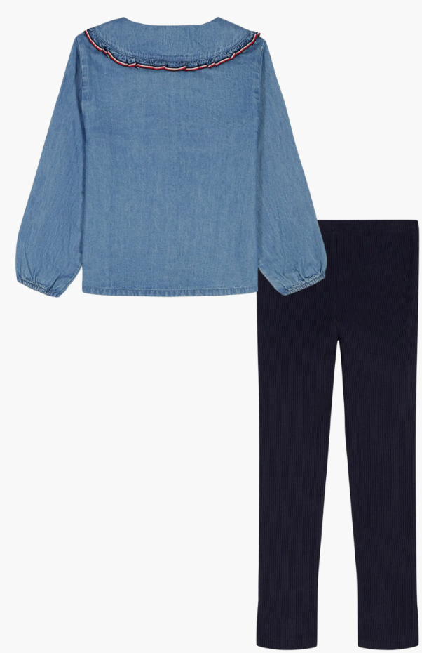 Tommy Hilfiger Denim Button-Up Shirt & Leggings Set
