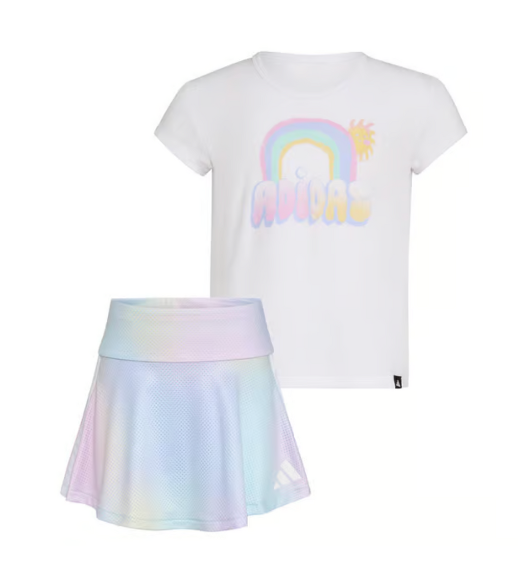 Adidas Rainbow Tee & Ombre Skort Set