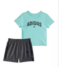Adidas Logo T-Shirt & Mesh Shorts Set