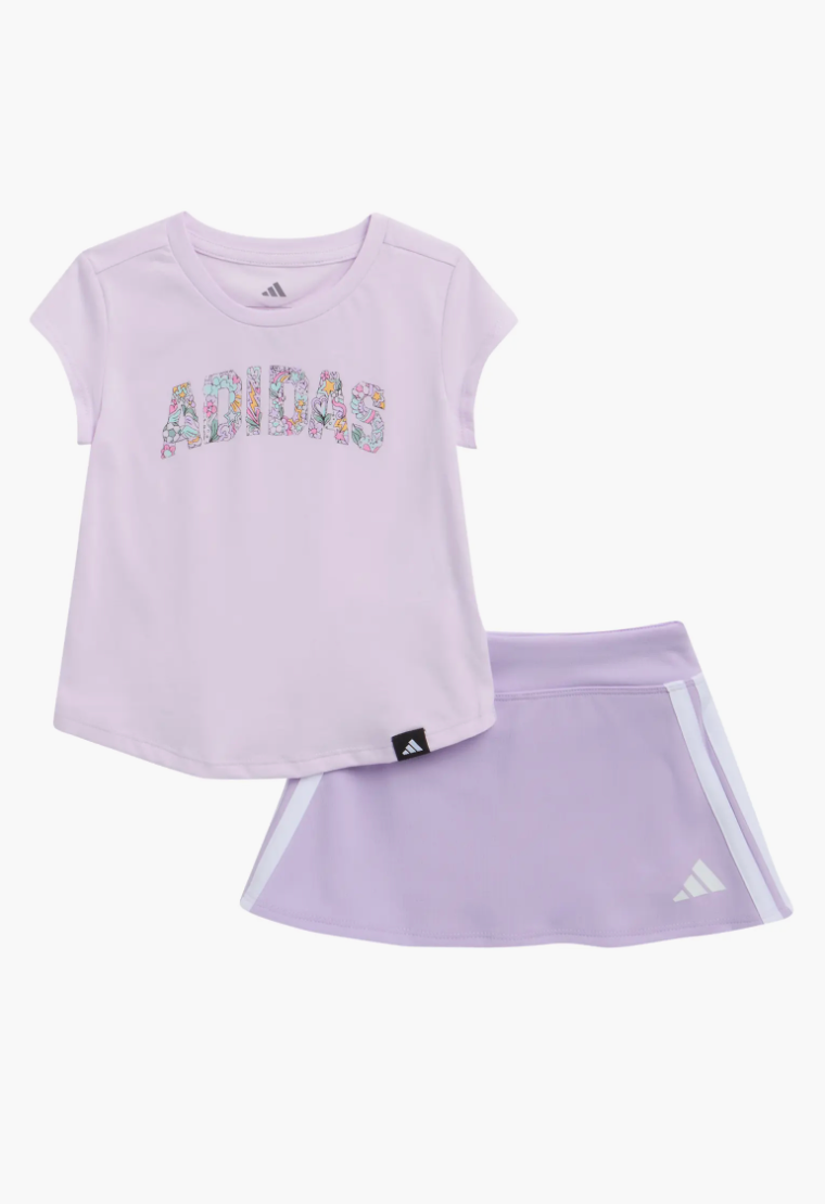 Adidas Logo T-Shirt & Mesh Skirt Set