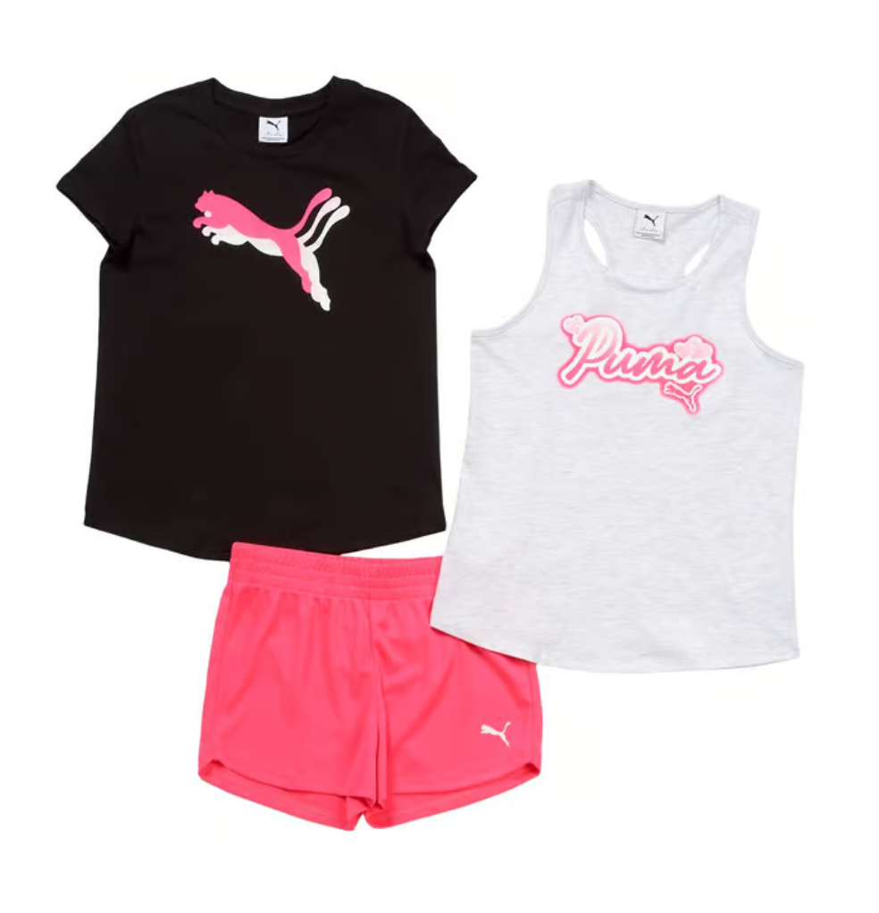 Puma 3-Piece Tee, Tank & Shorts Set