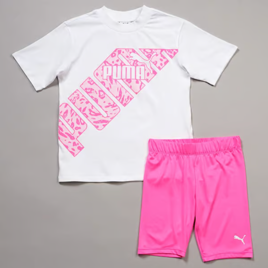 Puma Short Sleeve Animal Tee & Bike Short Set