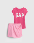 GAP Logo T-shirt and Linen-Blend Wrap Skort