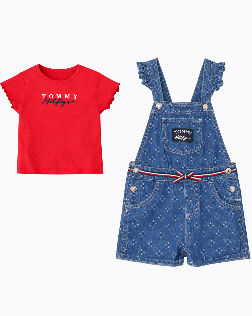 Tommy Hilfiger 2-Piece Denim Overall & Logo Tee Set